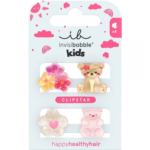 Invisibobble Clipstar Kids Bearly Bloomed Детски щипки за коса с различни дизайни 4 броя