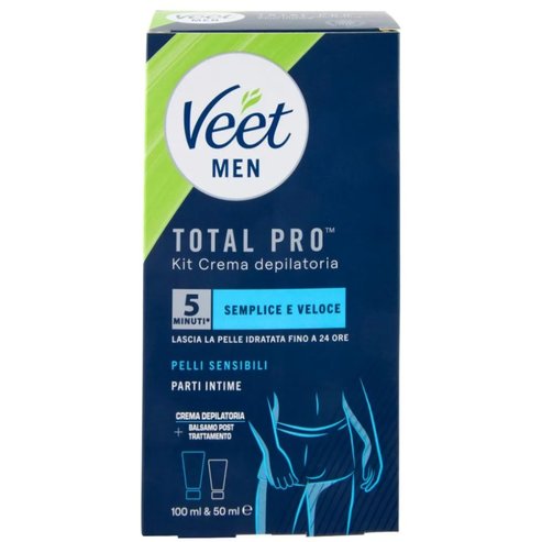 Veet Men Мъжки комплект за обезкосмяване за чувствителната зона с крем за обезкосмяване 100 ml и успокояващ балсам за след обезкосмяване 50ml