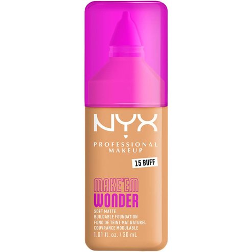 Nyx Professional Makeup Make\'em Wonder Soft Matte Buildable Foundation Хидратиращ & Мек Матов Фон дьо тен за по-Гладка, Равномерна & Сияйна Кожа 30ml - 15 Buff
