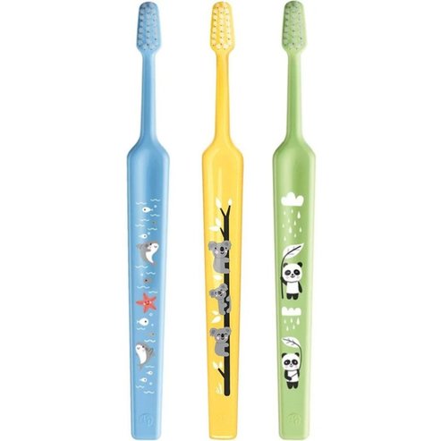 TePe Mini Extra Soft 0-6 Years Toothbrush 3 бр - светло синя/ Жълто/ Зелено