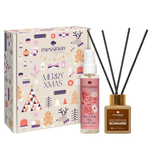 Messinian Spa Promo Christmas Box Spread The Scent Melomakarono Reed Diffuser 50ml & Vanilla Macadamia Hair & Body Mist 100ml