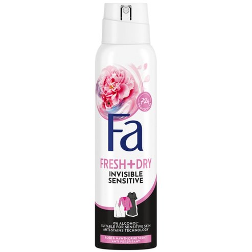 Fa Fresh & Dry Invisible Sensitive Rose & Hawthorne 72h Anti-Perspirant Spray 150ml
