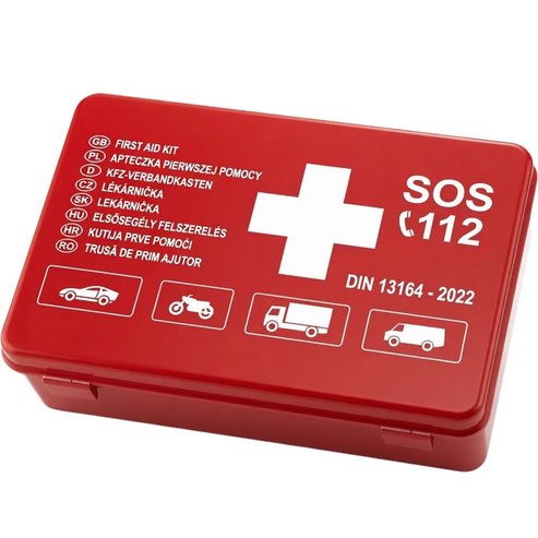 First Aid Car Kit Автомобилна аптечка за първа помощ със сертификат DIN 13164-2022 с оборудвана кутия 1 брой