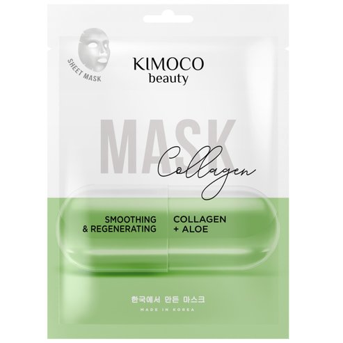 Kimoco Beauty Smoothing & Regenerating Collagen & Aloe Face Sheet Mask 23ml