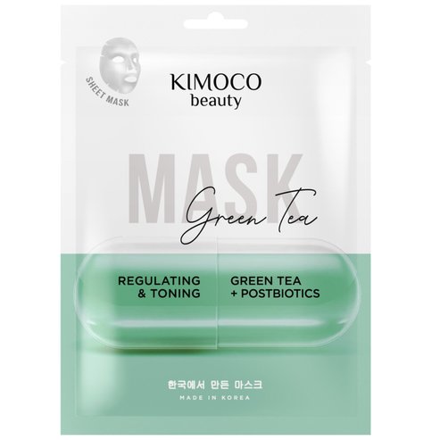 Kimoco Beauty Regulating & Toning Green Tea & Postbiotics Face Sheet Mask 23ml
