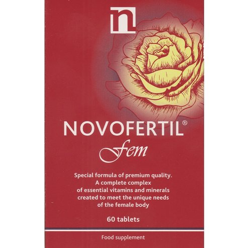 Novofertil Fem Хранителна добавка със специално разработена формула за жени с комплекс от витамини, микроелементи, аминокиселини, Q10 & инозитол за подпомагане на хормоналния баланс & фертилитета 60tabs