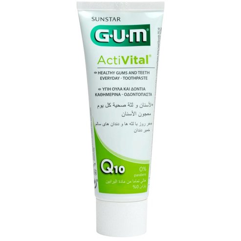 Gum 6050 Activital Q10 Toothpaste Ежедневна паста за зъби на дъвка с антиоксиданти Q10 & Нар 0% Parabens 75ml