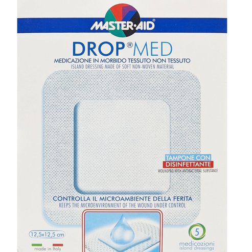 Master Aid Drop Med Woundpad with Antibacterial Substance 12.5x12.5cm 5 бр