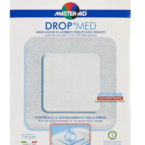 Master Aid Drop Med Woundpad with Antibacterial Substance 14x14cm 5 бр