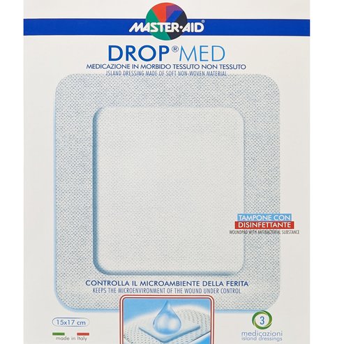 Master Aid Drop Med Woundpad with Antibacterial Substance 15x17cm 3 бр