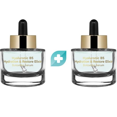 Inalia Комплект Hyaluronic B5 Hydration & Restore Elixir Botoxlike Serum for Face - Neck - Decollete 2x15ml