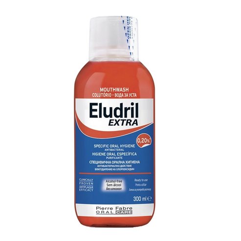 Eludril Extra 0.20% Безалкохолна вода за уста срещу плака 300ml