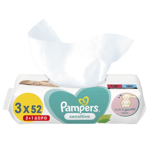 Pampers Sensitive Baby Wipes 156 бр (3x52 бр)