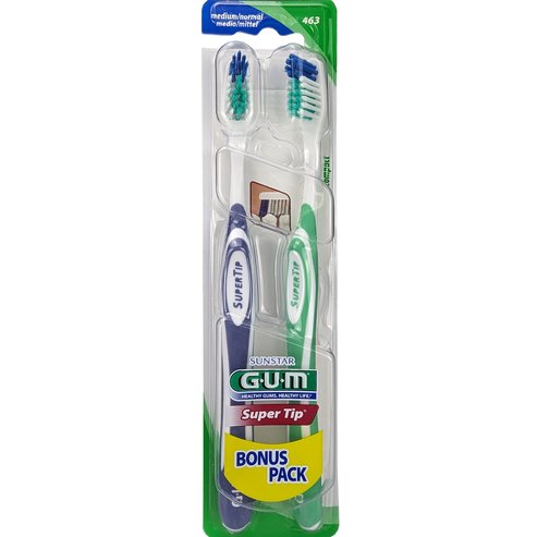 Gum Sunstar Super Tip Bonus Pack Medium Toothbrush Лилаво - зелено 2 части, код 463