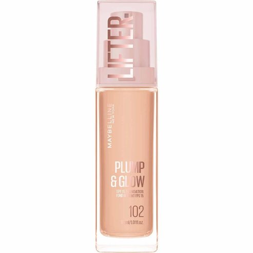 Maybelline Lifter Plump & Glow Spf15 Foundation Хидратиращ Фон дьо тен със Средна Защита, 2% Ниацинамид & Хиалуронова Киселина за Плътна & Сияйна Кожа през Целия Ден 30ml - 102