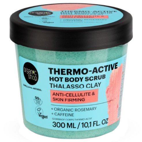 Organic Shop Thalasso Clay Anti-Cellulite & Skin Firming Thermo-Active Hot Body Scrub Затоплящ ексфолиант за тяло с аромат на розмарин & с кофеин против целулит за стягане & гладка кожа 300ml