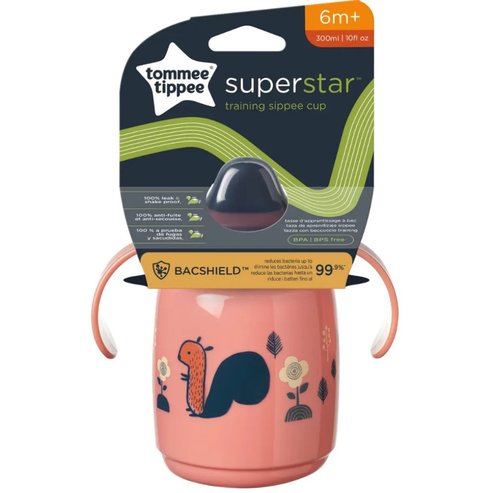 Tommee Tippee Superstar Bacshield Training Sippee Cup 6m+ Образователна чаша с мек силиконов чучур за малки деца 300ml