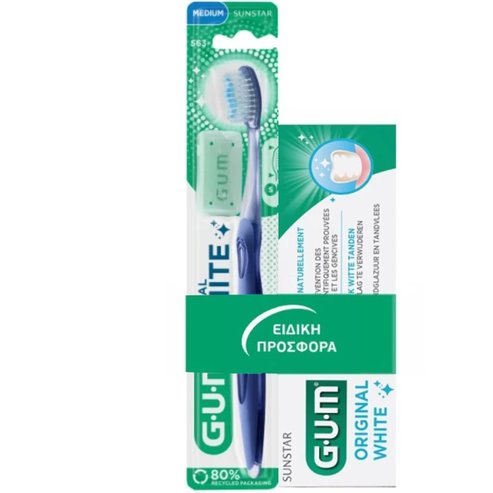 Gum Sunstar Promo Original White Toothpaste 75ml & 563 Medium Toothbrush 1 брой - Синьо