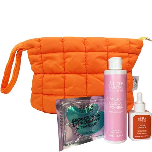 Aloe Colors Promo Skincare Bag Glow With Vitamin C Glow Drops Serum 50ml & Milky Cloud Toner 200ml & Eye Patces Set 1 бр & Подарък торбичка 1 бр