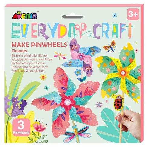 Avenir Everyday Craft Make Pinwheels Flowers Ежедневни творчески занимания с ръчни изработки Вятърни въртележки Цветя, за момичета от 3 години 1 брой