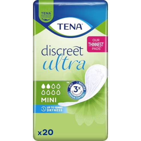 Tena Discreet Ultra Mini Тънки неароматизирани салфетки за лека инконтиненция 20 броя