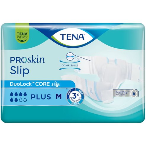 Tena ProSkin Slip Plus Бельо за еднократна употреба с еластични страни за умерена до тежка инконтиненция 30 бр - Medium 70 / 122cm