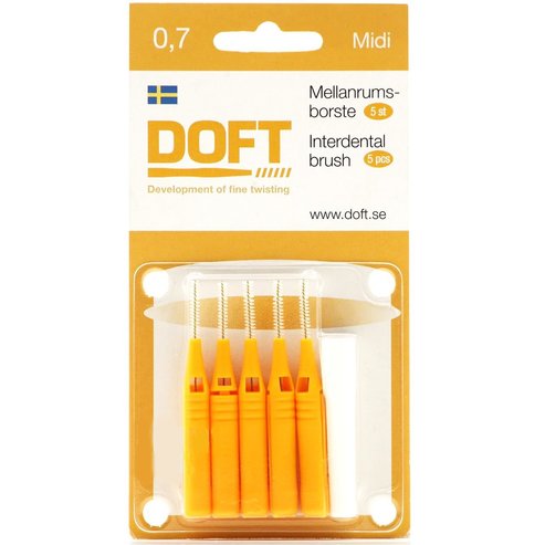 Doft Envelope Midi Interdental Brushes Висококачествени интердентални четки 5 броя - Размер 0.7mm Оранжево