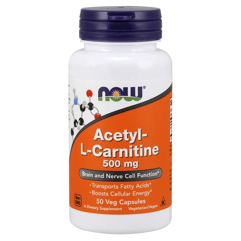 Now Foods Acetyl L-Carnitine 500mg Хранителна добавка, която поддържа правилната функция на мозъчните клетки 50veg.caps