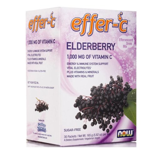 Now Foods Effer-C Vitamin-C Elderberry Ефервесцентна добавка на витамин С 1000mg 30packets