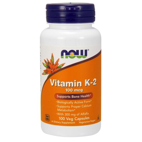 Now Foods Vitamin K-2 100mcg Хранителна добавка за добро сърдечно -съдово здраве и кръвосъсирване 100 Veg.Caps