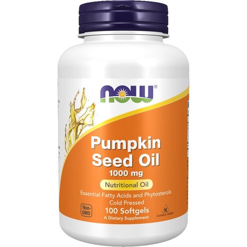 Now Foods Pumpkin Seed Oil 1000mg Хранителна добавка с масло от тиквени семки, студено пресовано, богато на есенциални мастни киселини & фитостероли, идеално за здравето на простатата 100 Softgels