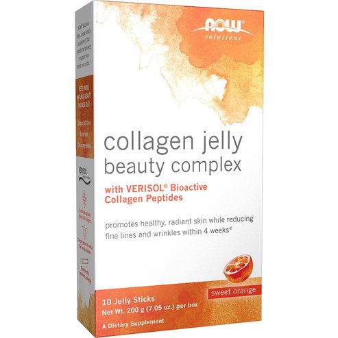 Now Foods Collagen Jelly Beauty Complex, Sweet Orange Jelly Sticks Хранителна добавка с питейен колаген с биоактивни пептиди за подкрепа на здрави кости, стави & поддържане на здрава кожа, с вкус сладък портокал 10 броя