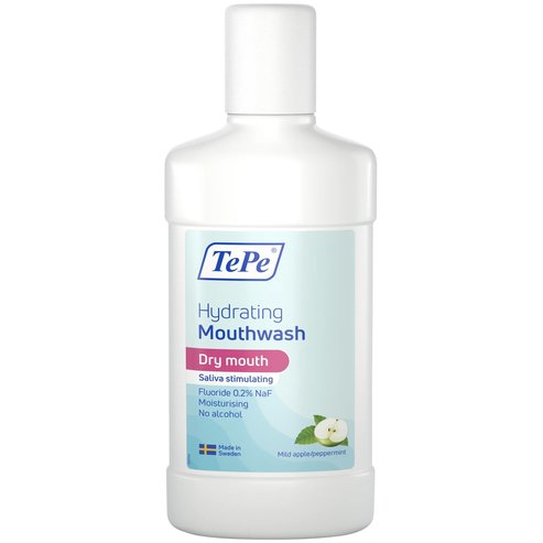 TePe Hydrating Mouthwash Хидратираща вода за уста за облекчаване на усещането за сухота в устата, с мек вкус на ябълка & мента 500ml - Mild Apple/Peppermint