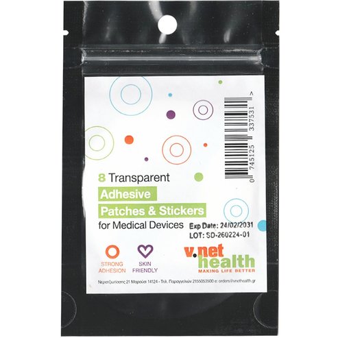 VNET Transparent Adhesive Patches & Stickers for Medical Devices Прозрачни самозалепващи защитни пластири за фиксиране на сензор Libre 8 броя