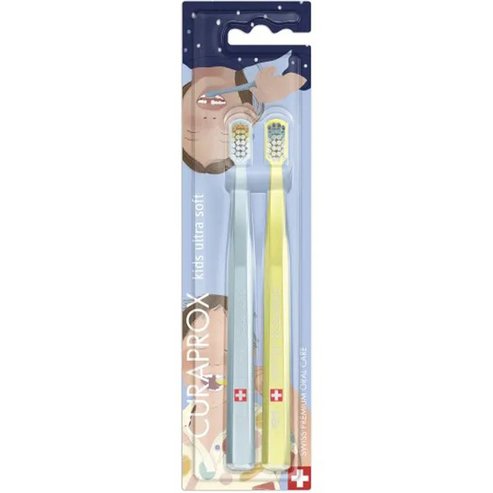 Curaprox Kids Ultra Soft Toothbrush 4-12 Years Много мека детска четка за зъби специално издание 2 броя