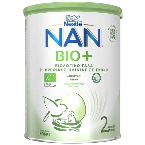 Nestle NAN Bio+ 2 Биологично краве преходно мляко на прах за кърмачета от 6-ия месец 800gr