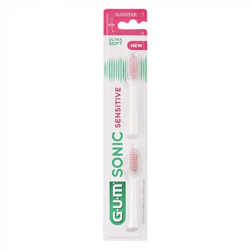 Gum Sonic Sensitive Battery Ultra Soft Toothbrush Heads 2 бр