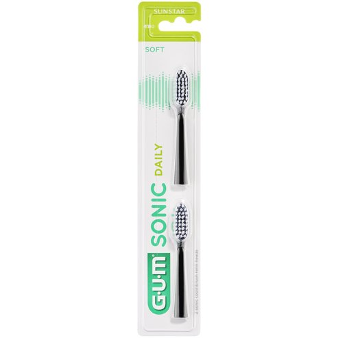 Gum Sonic Daily 4110 Soft Toothbrush Refills Heads 2 Парчета - Черни