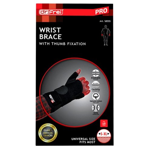 Dr. Frei Wrist Brace with Thumb Fixation Черен един размер 1 брой - отляво