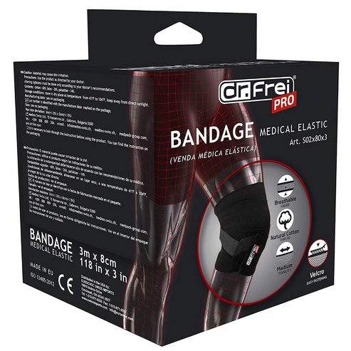 Dr. Frei Bandage Medical Elastic Черен 1 бр - 3m x 8cm