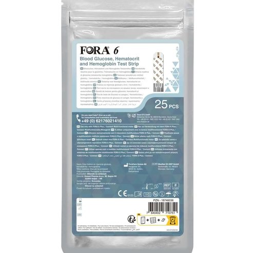 Fora 6 Blood Glucose, Hematocrit & Hemoglobin Tes Strips 25 бр