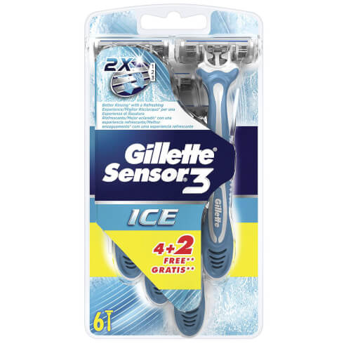 Gillette Sensor 3 Ice Ξυριστικό Σύστημα με Ενισχυμένη Ταινία Lubrastrip με Δροσερή Αίσθηση Μέντας Προσφορά 4+2 Δώρο