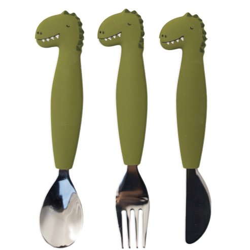 Trixie Silicone Cutlery Set 12m+, 3 бр - Mr. Dino