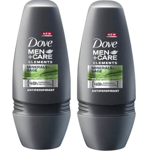 Dove Men Дезодорант Roll on Minerals Sage 48H Powerfull Protection 2 x 50ml PACK 1+1