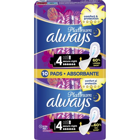 Always Platinum Sanitary Towels with Comfort Lock Wings Size 4, 10 бр