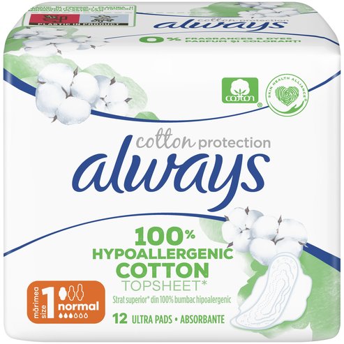 Always Cotton Protection Sanitary Towels Size 1, 12 бр