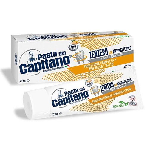 Pasta Del Capitano Ginger Total Protection Уникална паста за зъби с джинджифил защитава венците и дава прохладен дъх 75ml