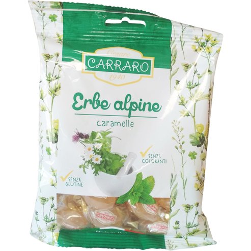 Carraro Caramelle Erbe Alpine Бонбони за гърло с алпийски билки 100gr