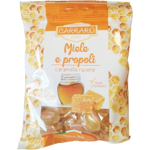 Carraro Caramelle Miele e Propoli Бонбони за гърло с мед и прополис 100gr