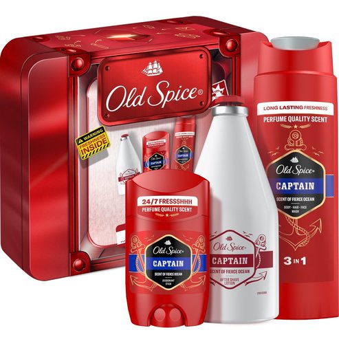 Old Spice Promo Captain After Shave Lotion 100ml & Deodorant Stick 50ml & 3in1 Shower & Shampoo Gel 250ml & Metal Reusable Box 1 бр